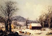 George Henry Durrie Red School House oil painting reproduction
